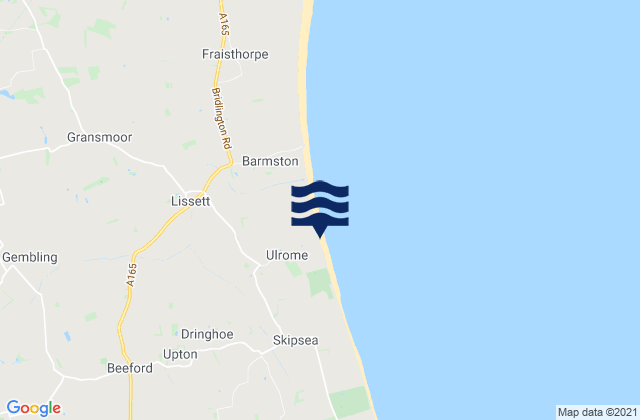 Mapa da tábua de marés em Ulrome, United Kingdom