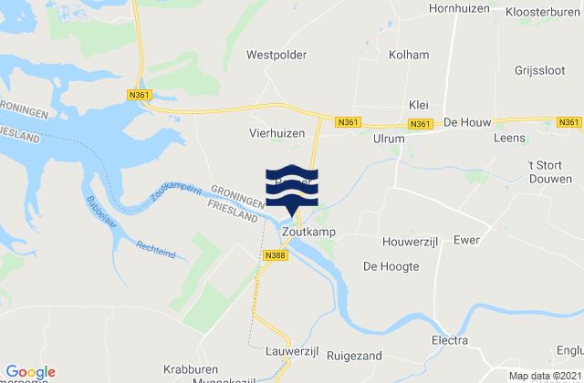 Mapa da tábua de marés em Ulrum, Netherlands