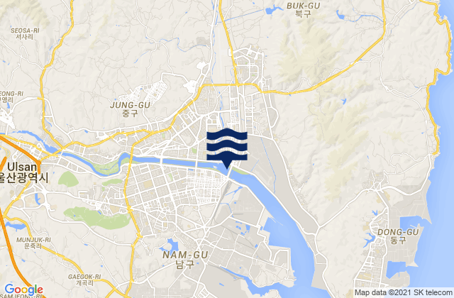 Mapa da tábua de marés em Ulsan, South Korea