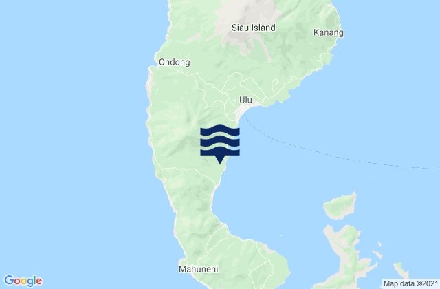 Mapa da tábua de marés em Ulu, Indonesia