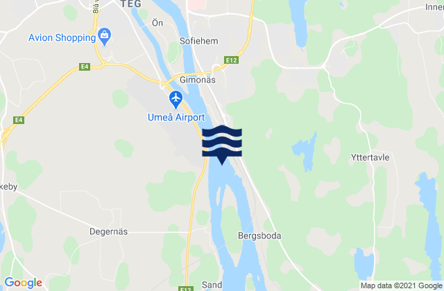 Mapa da tábua de marés em Umeå, Sweden