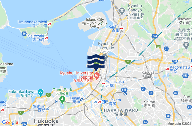 Mapa da tábua de marés em Umi, Japan