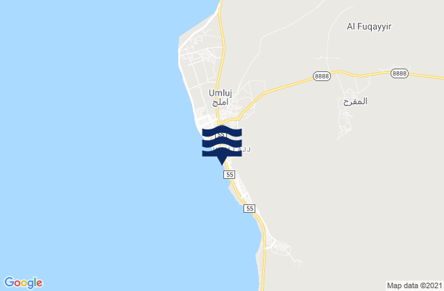 Mapa da tábua de marés em Umluj, Saudi Arabia