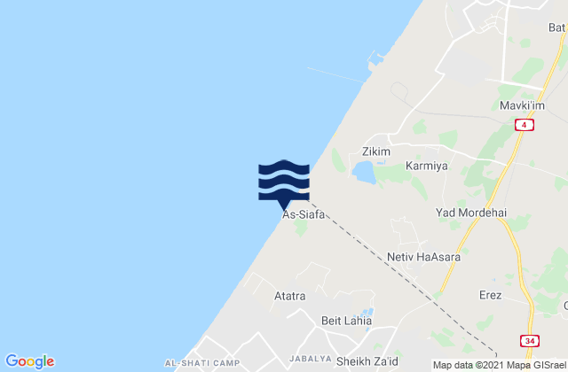 Mapa da tábua de marés em Umm an Naşr, Palestinian Territory