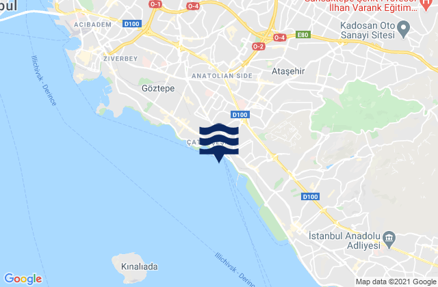 Mapa da tábua de marés em Umraniye, Turkey