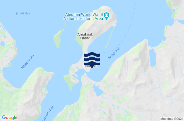 Mapa da tábua de marés em Unalaska (Dutch Harbor), United States