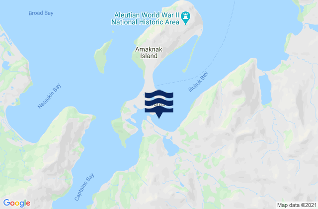Mapa da tábua de marés em Unalaska, United States