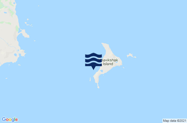 Mapa da tábua de marés em Unavikshak Island, United States
