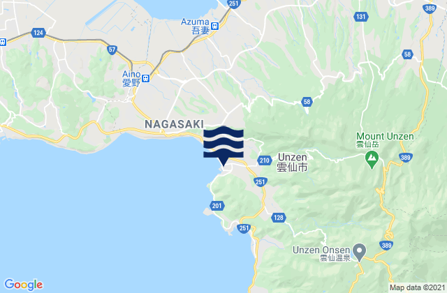 Mapa da tábua de marés em Unzen-shi, Japan