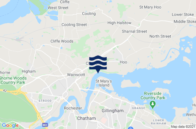 Mapa da tábua de marés em Upnor, United Kingdom