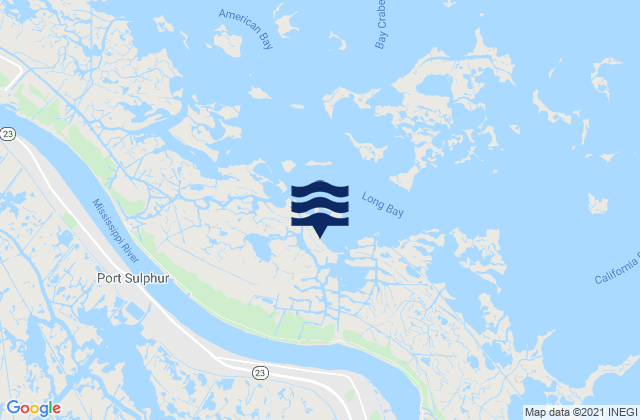 Mapa da tábua de marés em Upper Grand Bayou, United States