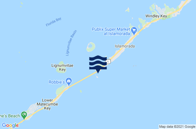 Mapa da tábua de marés em Upper Matecumbe Key (West End Hawk Channel), United States