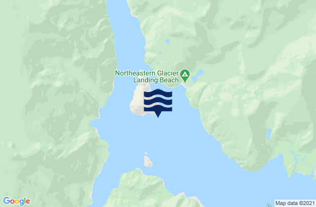 Mapa da tábua de marés em Upper Northwestern Fiord (Harris Bay), United States
