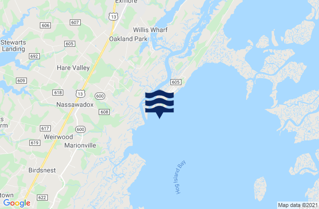 Mapa da tábua de marés em Upshur Neck (South End), United States