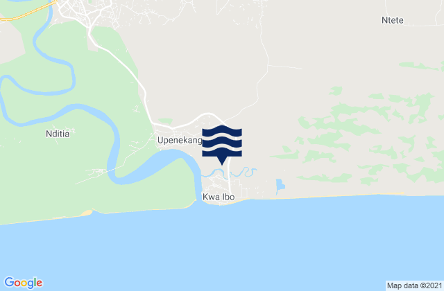 Mapa da tábua de marés em Uquo, Nigeria
