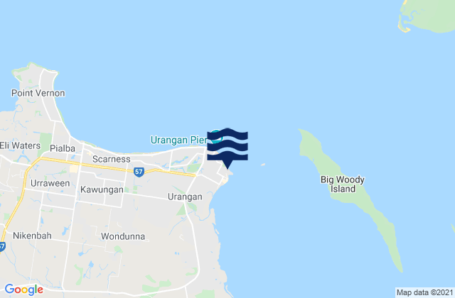 Mapa da tábua de marés em Urangan, Australia