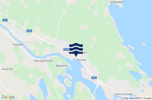 Mapa da tábua de marés em Ursviken, Sweden
