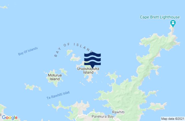 Mapa da tábua de marés em Urupukapuka, New Zealand