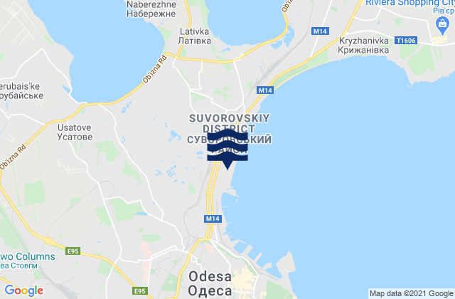 Mapa da tábua de marés em Usatove, Ukraine