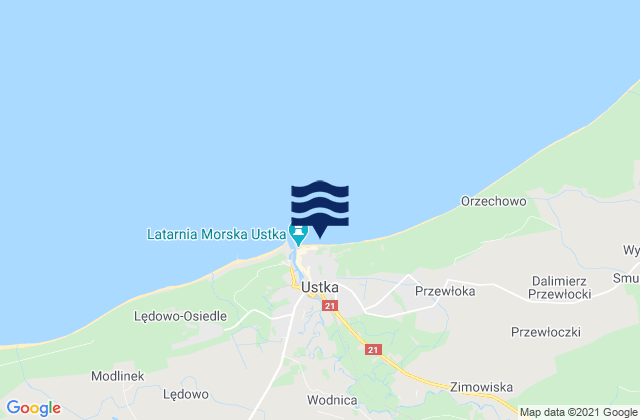 Mapa da tábua de marés em Ustka, Poland