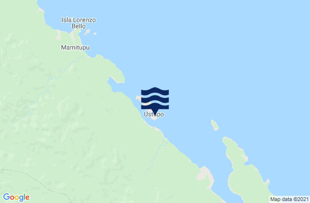 Mapa da tábua de marés em Ustupo, Panama