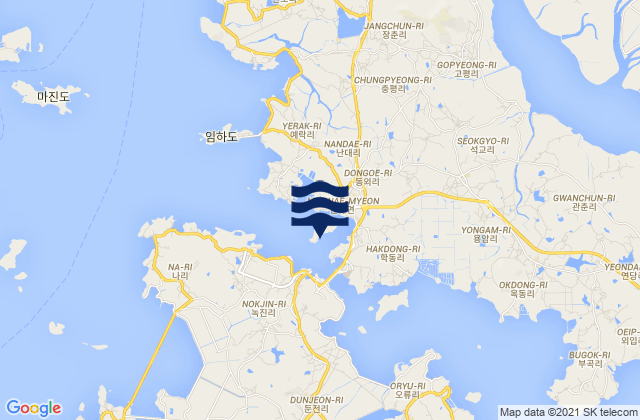 Mapa da tábua de marés em Usuyong, South Korea