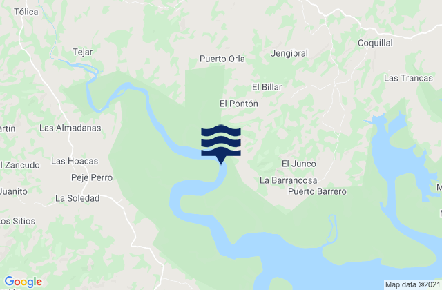 Mapa da tábua de marés em Utirá, Panama