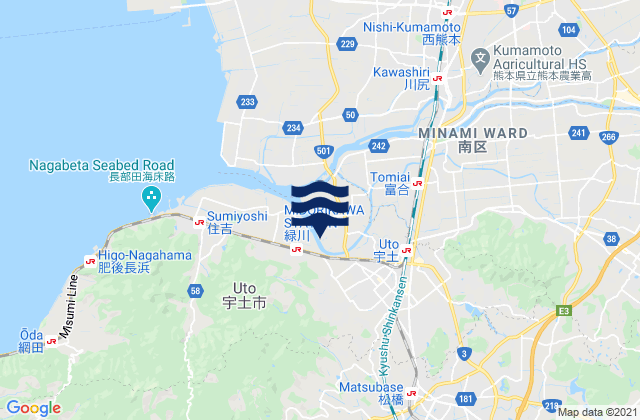 Mapa da tábua de marés em Uto, Japan