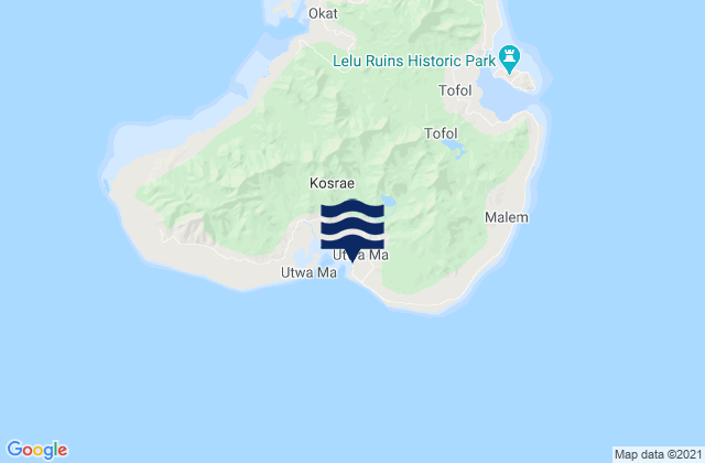 Mapa da tábua de marés em Utwe, Micronesia