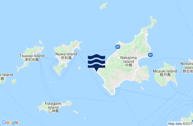 Mapa da tábua de marés em Uwama, Japan