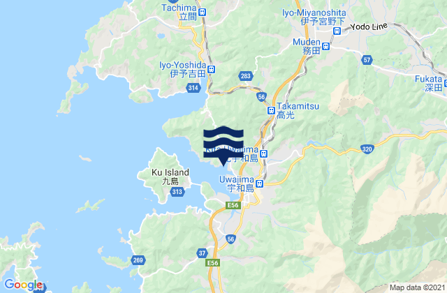 Mapa da tábua de marés em Uwazima, Japan