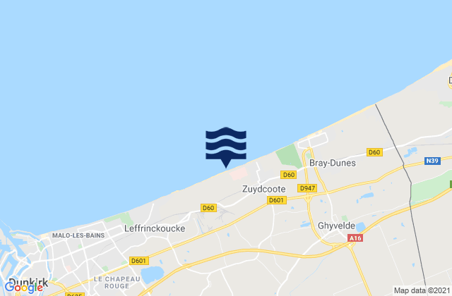 Mapa da tábua de marés em Uxem, France