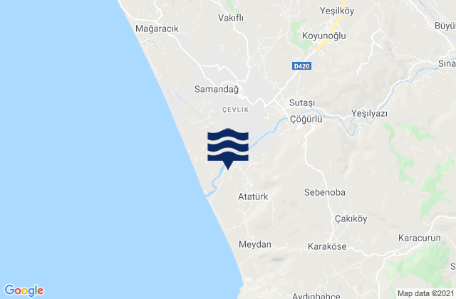 Mapa da tábua de marés em Uzunbağ, Turkey