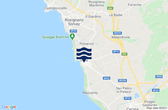 Mapa da tábua de marés em Vada, Italy