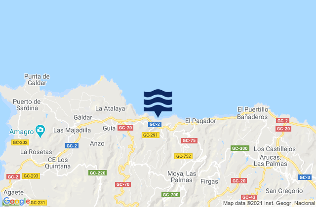 Mapa da tábua de marés em Vagabundo, Spain
