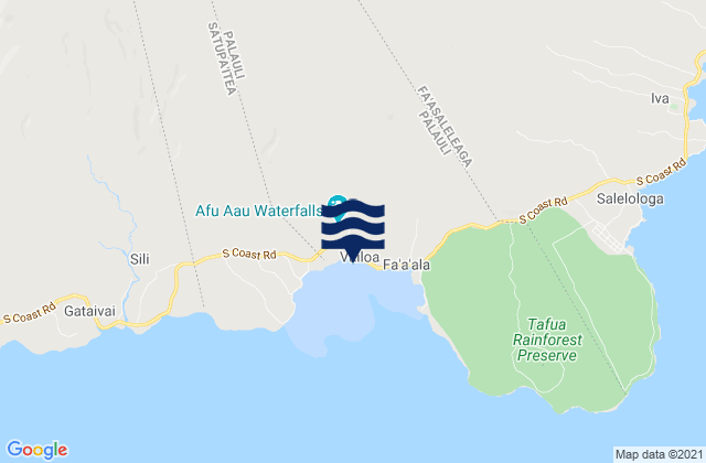Mapa da tábua de marés em Vailoa, Samoa