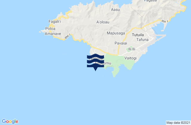 Mapa da tábua de marés em Vailoatai, American Samoa