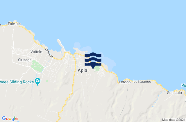 Mapa da tábua de marés em Vaimauga East, Samoa