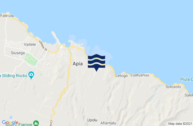 Mapa da tábua de marés em Vaimauga West, Samoa