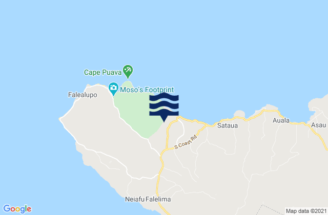 Mapa da tábua de marés em Vaisigano, Samoa