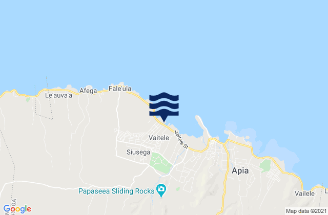 Mapa da tábua de marés em Vaitele, Samoa