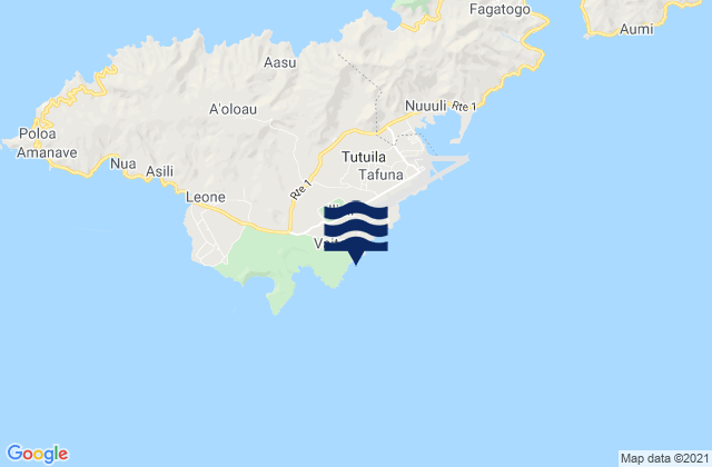 Mapa da tábua de marés em Vaitogi, American Samoa