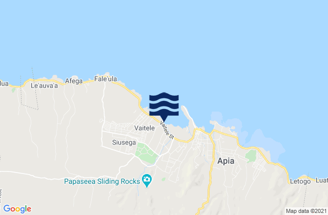 Mapa da tábua de marés em Vaiusu, Samoa