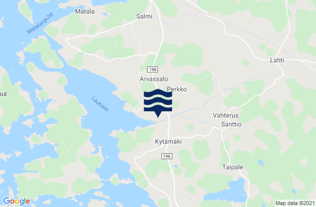 Mapa da tábua de marés em Vakka-Suomi, Finland