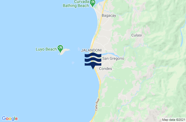 Mapa da tábua de marés em Valderrama, Philippines
