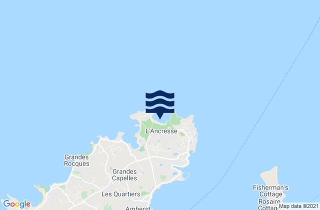 Mapa da tábua de marés em Vale, Guernsey