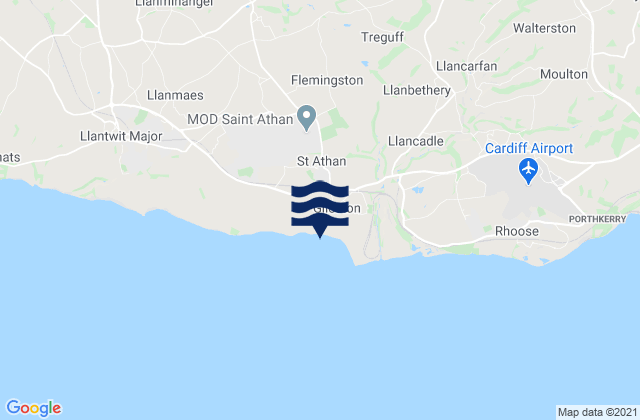 Mapa da tábua de marés em Vale of Glamorgan, United Kingdom