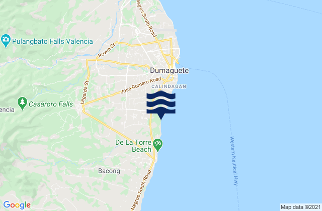 Mapa da tábua de marés em Valencia, Philippines