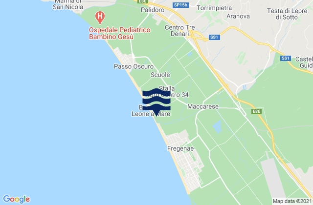 Mapa da tábua de marés em Valle Santa, Italy