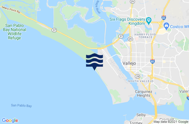 Mapa da tábua de marés em Vallejo (Mare Island Strait), United States